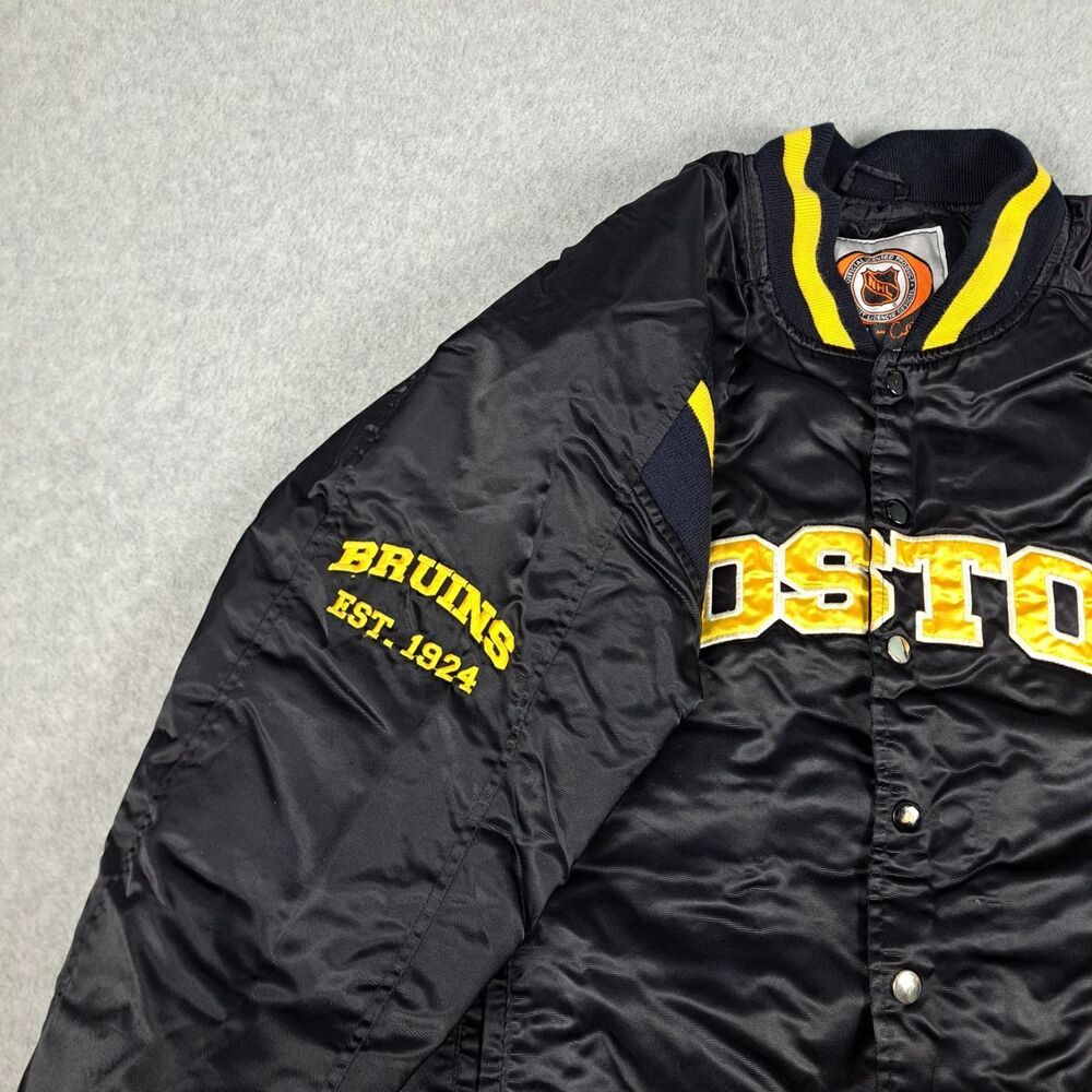 Vtg Boston Bruins G-III & Carl Banks Satin Bomber Jacket Mens L NHL Snap Up - Picture 8 of 16